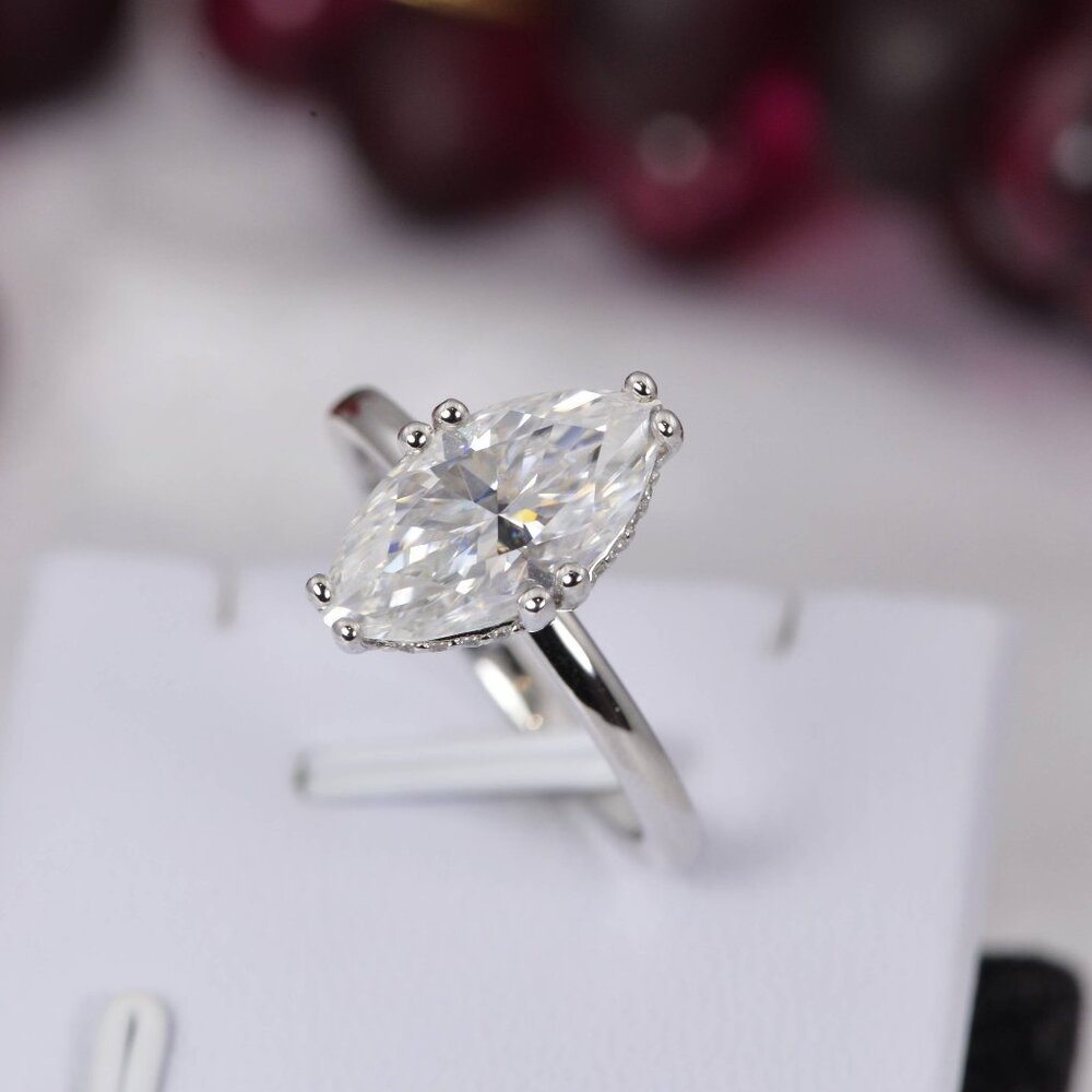 Marquise Cut Moissanite Ring 3.2tcw Engagement Ring 925